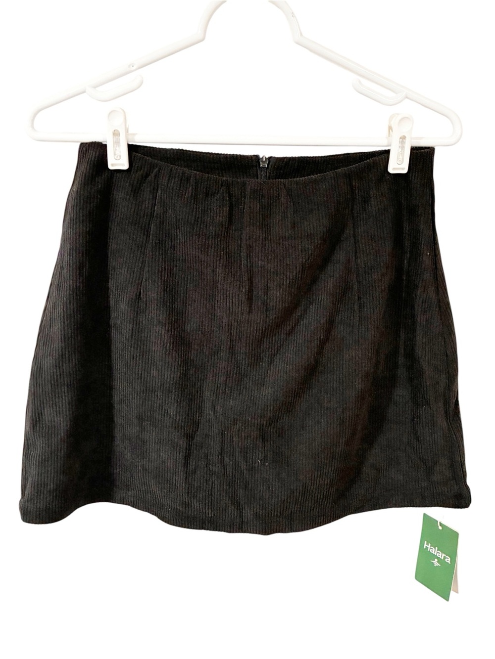Halara High Waisted 2-in-1 A Line Mini Corduroy Skirt Black Size Medium NEW